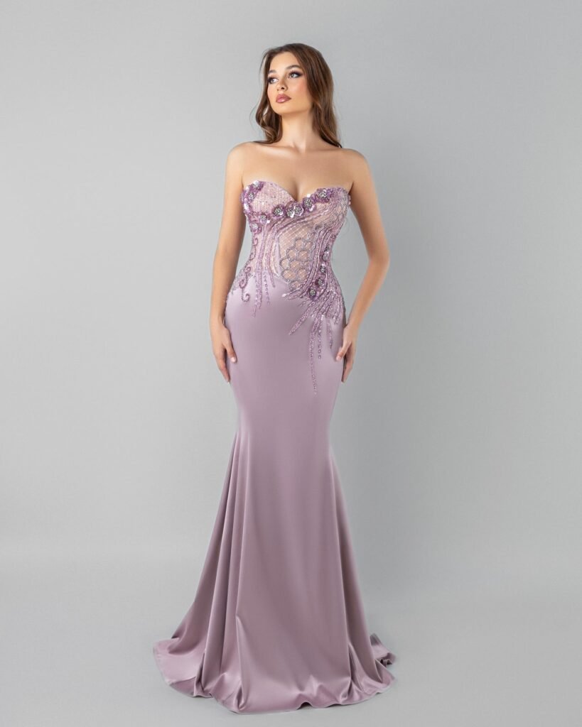 3D Floral Pink Satin Dress