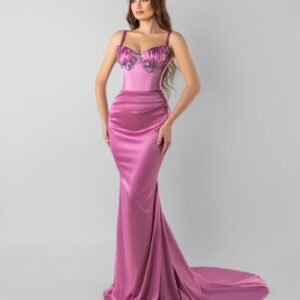 Pink Long Dress with flowers