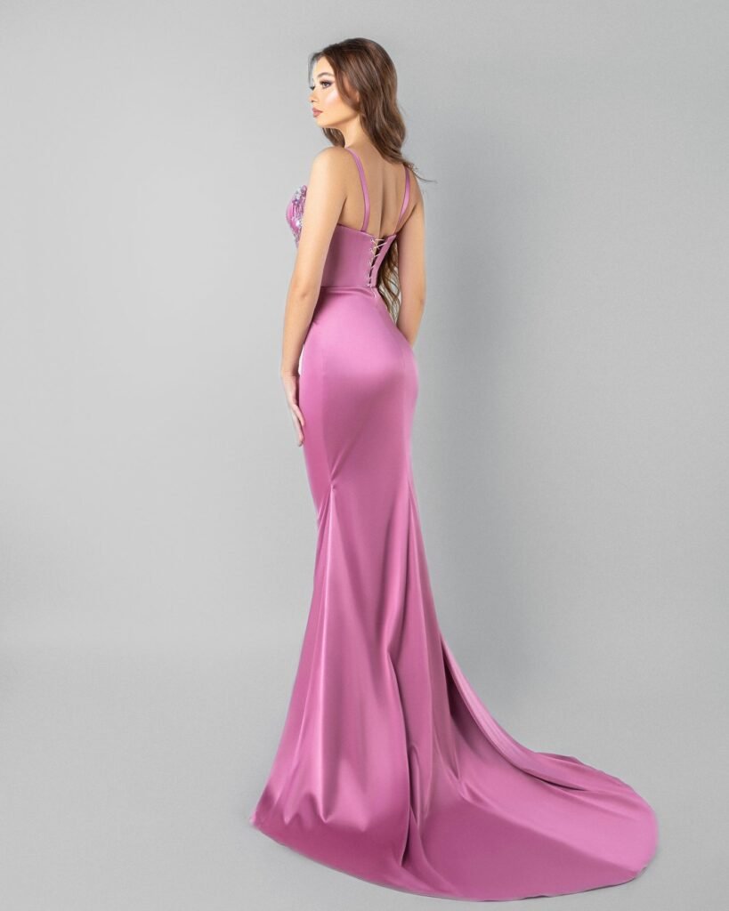 Pink Long Dress with flowers