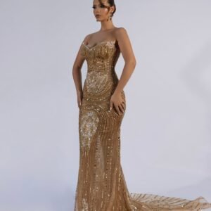 Gold Bead embroidered mermaid dress