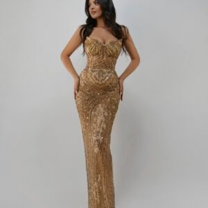 Gold Bead embroidered handmade dress
